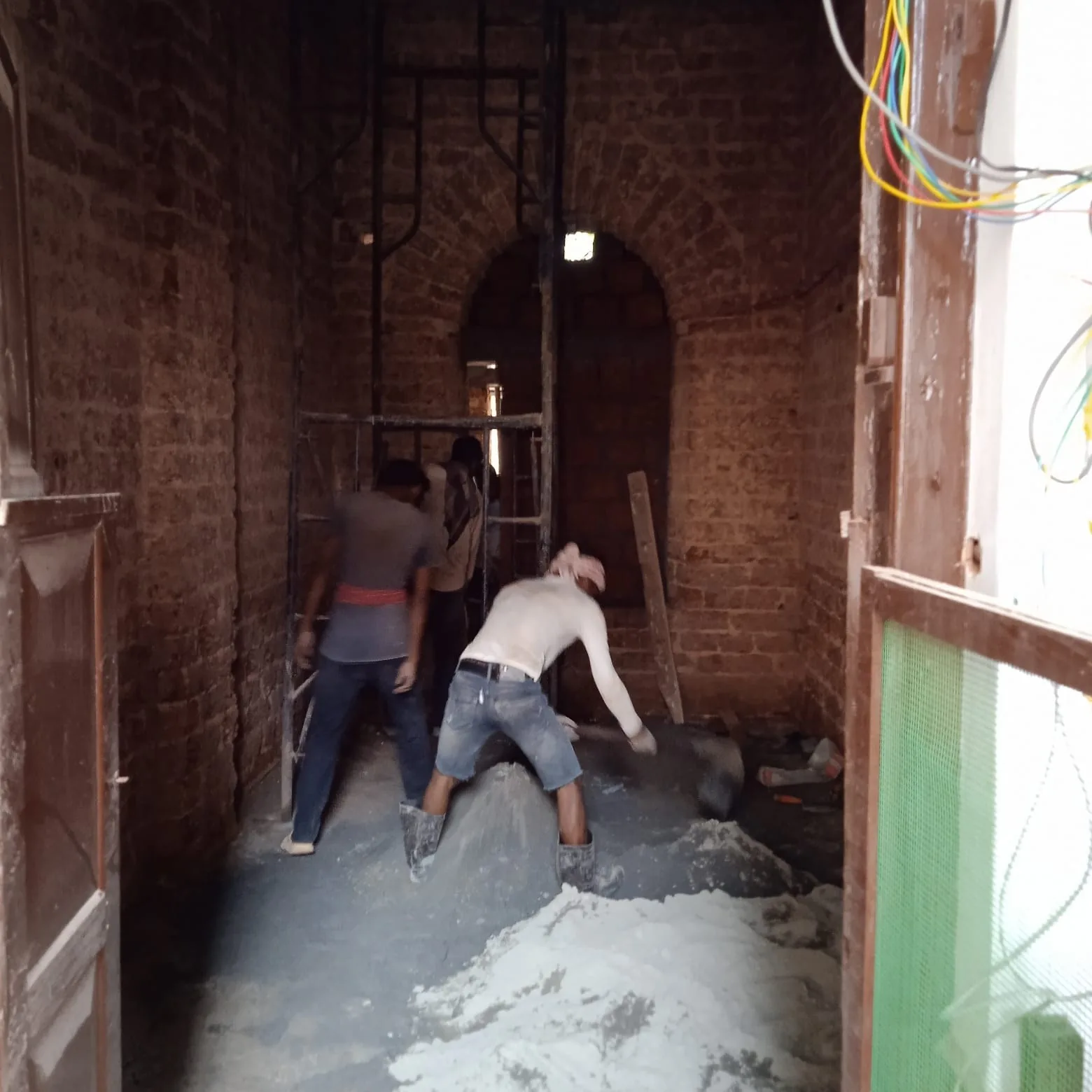 Interior repair work in progress