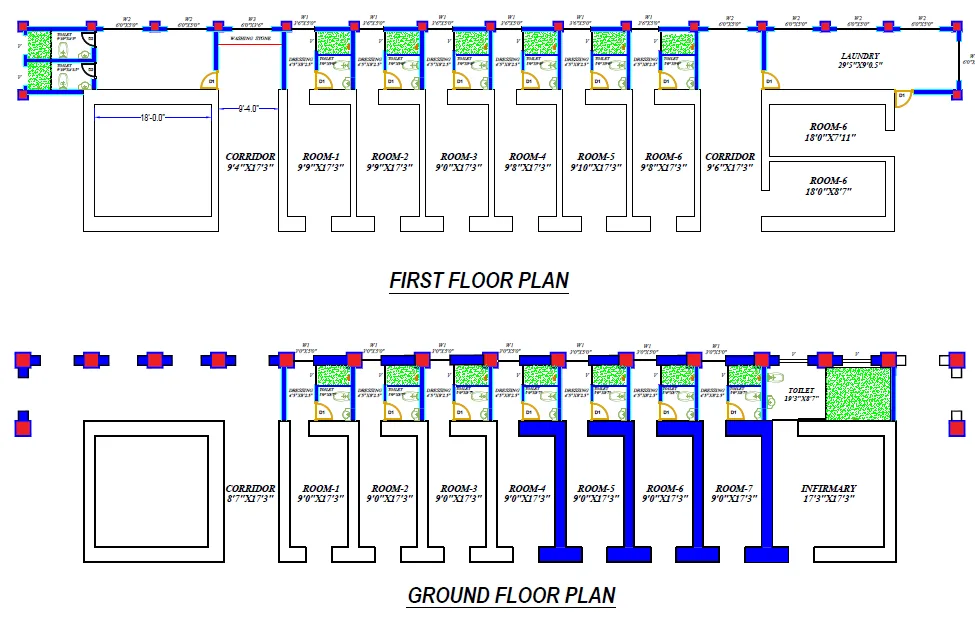 Proposed first and ground floor plans for monastery renovation