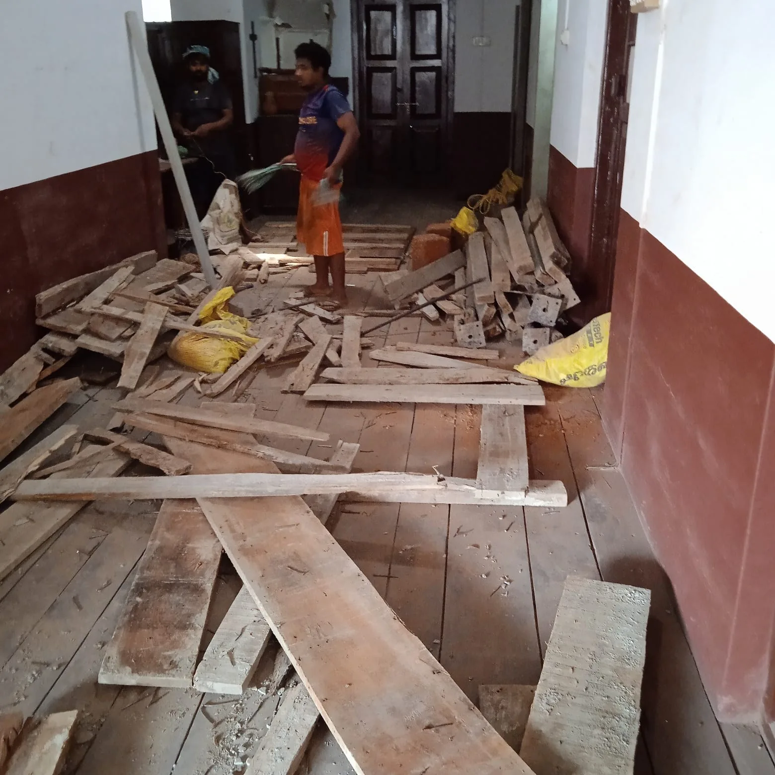 Interior corridor undergoing repair and renovation